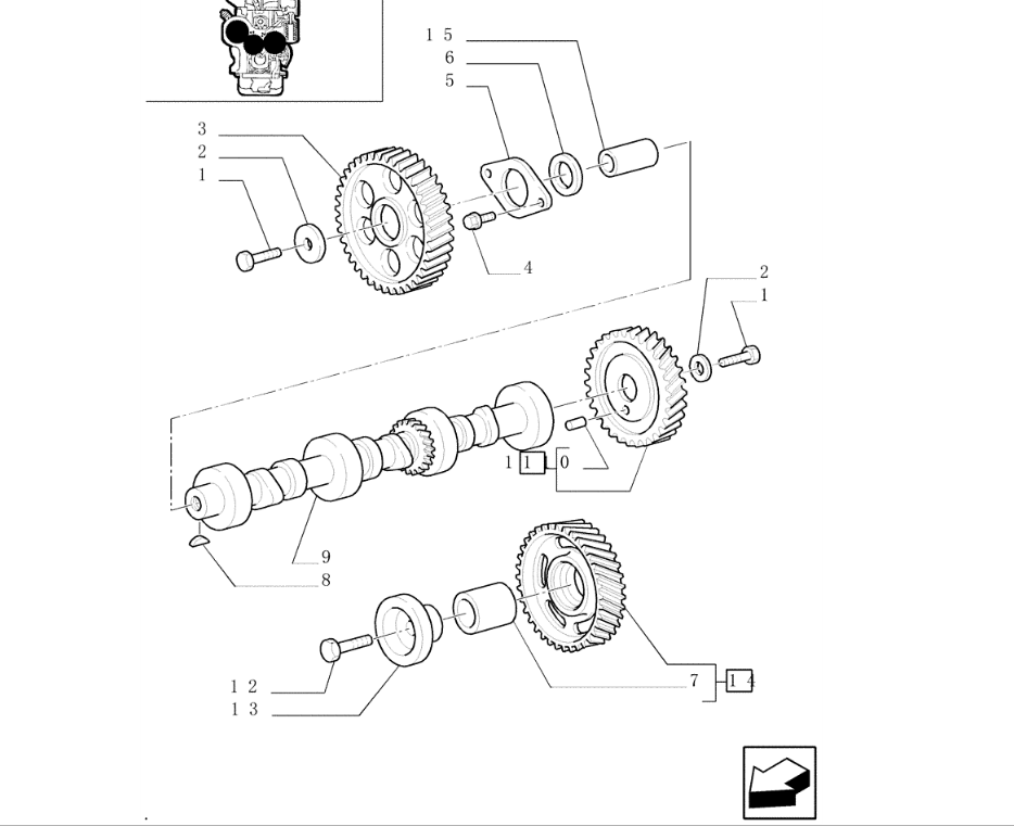 CASE 695SM Двигатель, распредвал, шестерни