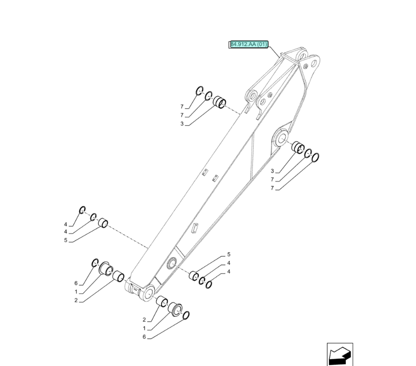 CASE CX210D LC Рукоять, втулки, шайбы