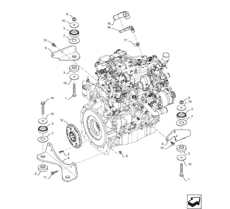 CASE SR250 TIER 4A крепление двигателя, подушки