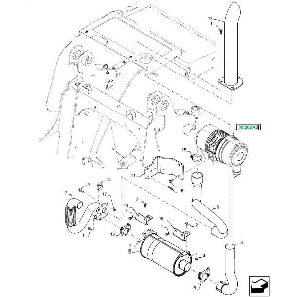 CASE SV185 2011-2013 двигатель, глушитель, система выпуска