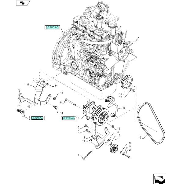 CASE SV185 NRC 2013- компрессор кондиционера, установка