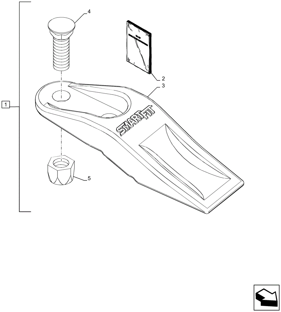 CASE SV250 Комплект зуб+болт+гайка 84425857