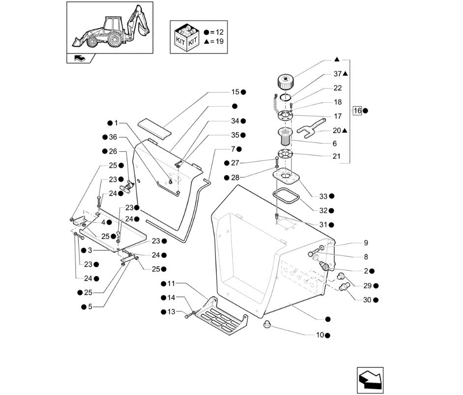 NEW HOLLAND LB90B 2003-2006 Гидравлика Гидравлический бак ЗАЖИМ,Индикатор уровня,Кронштейн,ФИЛЬТР,Резиновое уплотнение,Крышка заливной горловины в сборе,Гидравлический разъем