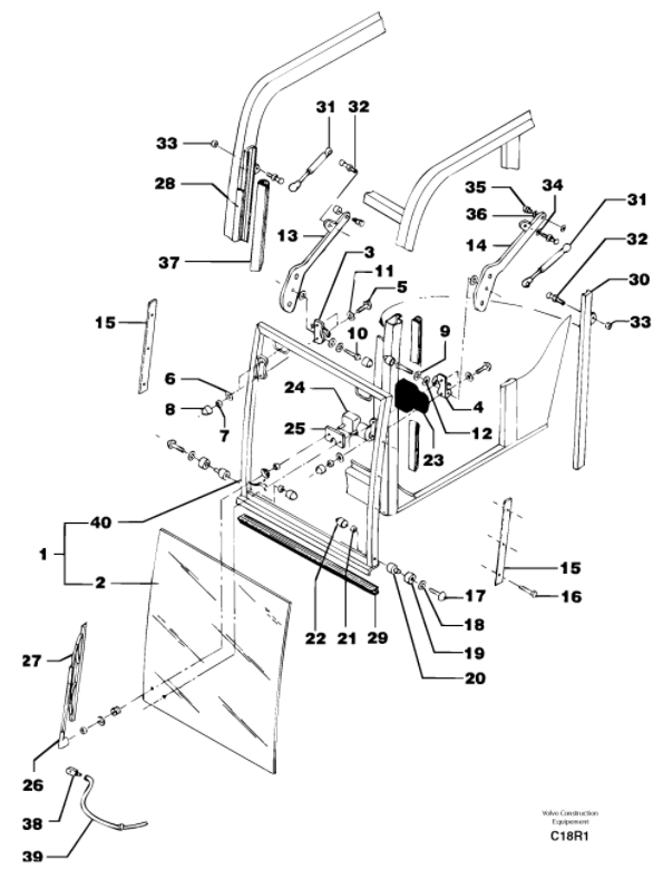 Стекла для мини-экскаваторов Volvo EC50 / EC70 / EW50 / EW70 / EW70VV