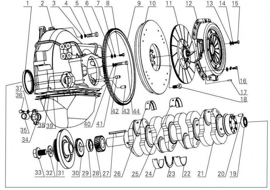 D0800-1005000 Crankshaft and flywheel assembly