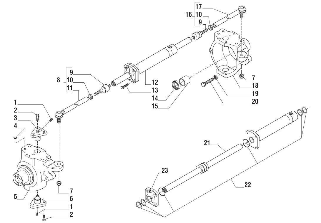 SWIVEL HOUSING AND STEERING CYLINDER