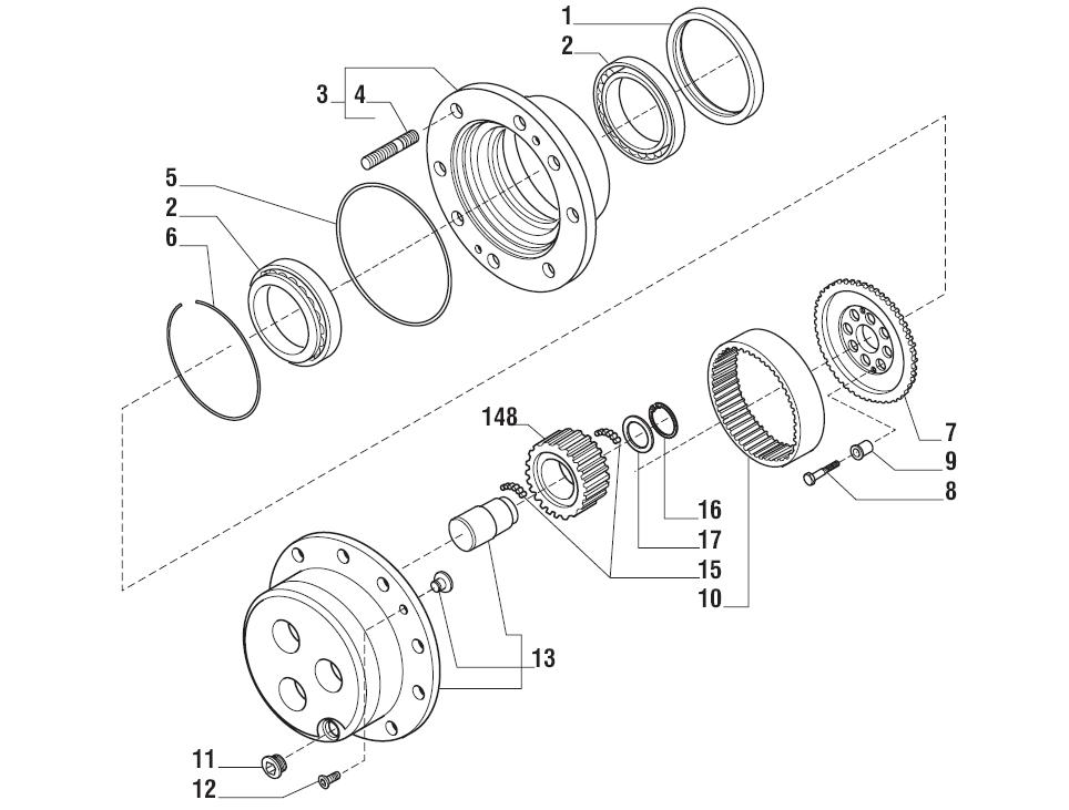 WHEEL HUB AND EPICYCLOIDAL REDUCTION GEARS 